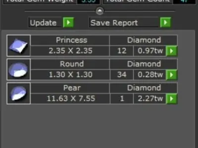 Pear shape Emerald Ring with Princess cut and Round diamonds 3D print model