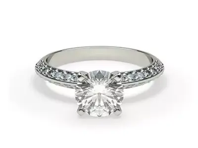 Engagement ring  round stone  3D print model