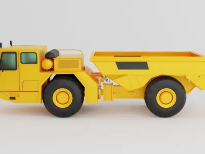 Mining car truckof yellow color  on white background Low-poly 3D model