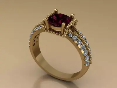 The Regal Crimson Heirloom Ring jewelry 3D model - for Her 3D print model