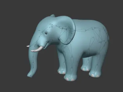 Cartoon Elephant - Rigged Low-poly 3D model
