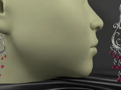 earrings 008 3D model purchase