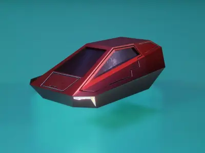 Low Poly Stylized Sci-Fi Hover Car Low-poly 3D model
