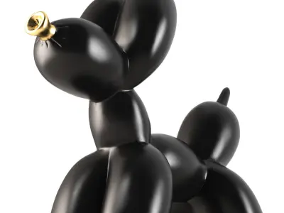 Balloon figurine - a dog with a golden nose 3D model