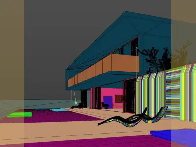 Corona - C4D Scene files - Modern Minimalist House Exterior 3D model