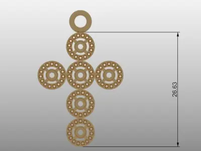 CROSS PENDANT FOR 3MM CENTER STONE AND 1MM HALO STONE 3D print model