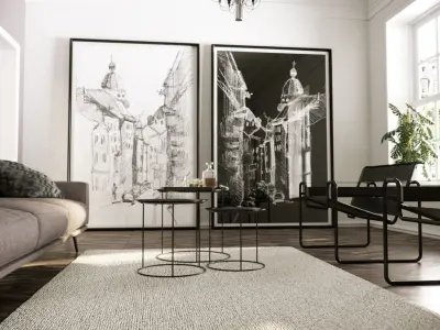 White Living ready to render in Cinema 4D and Corona 3D model