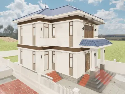 Resident House - Thai Roof House Free 3D model