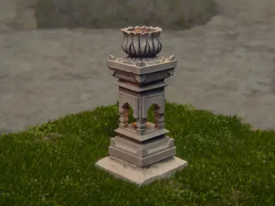 Indian Shrine Lamp Post 3D model