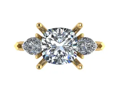 Thrinity ring center pear shape on each side with europian shank 3D print model