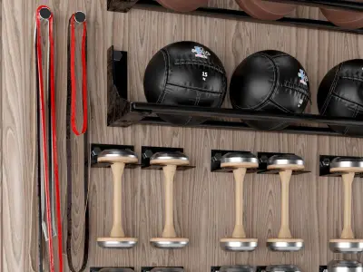 Home Gym Yoga Fitness Decoration Set 046 3D model