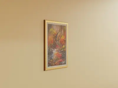 Framed Nature Oil Painting 1 Low-poly 3D model