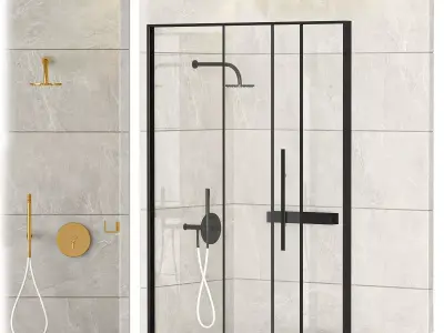 Shower cabin with partition 05 3D model