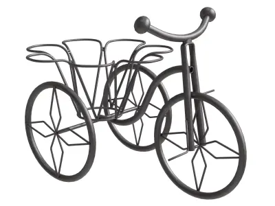 Black Metal Tricycle Plant Stand Low-poly 3D model