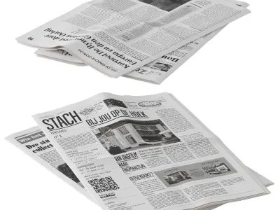 folded newspapers stack collection 3D model