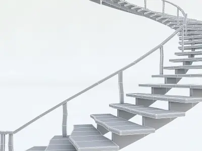 Old Wooden Staircase Low-poly 3D model