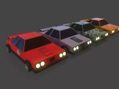 Car LowPoly with textures Collection Free low-poly 3D model