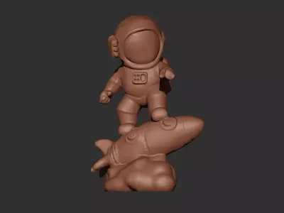 Astronaut on the Rocket Sculpture 3D print model