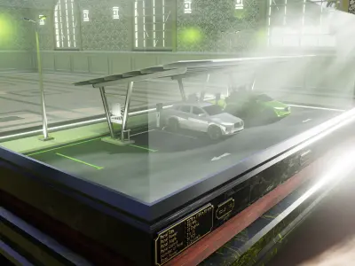 Solar Carport Type-1 3x12 Panels Diorama 3D model