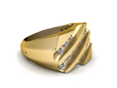 Hip Hop Men Fashion diamond Ring 3d Printable Model 3D print model