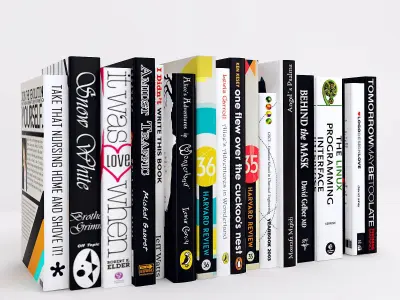 Books set stack of 3D model