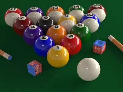 Billiard Table Scene Free 3D model