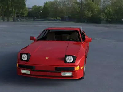 Early Porsche 944 with interior HDRI 3D model