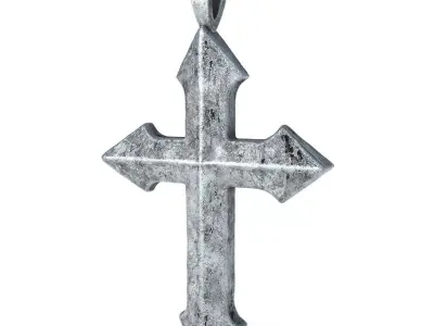 High-Poly Vintage Oxidized Silver Arrow-shaped Cross 3D model