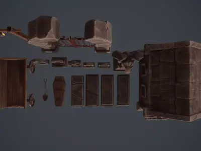 Graveyard Assets Low-poly 3D model