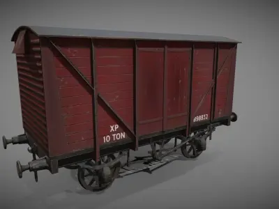 Covered Car Wagon Low-poly 3D model
