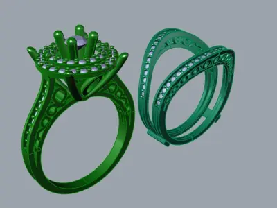 Two piece solitaire ring 3D print model