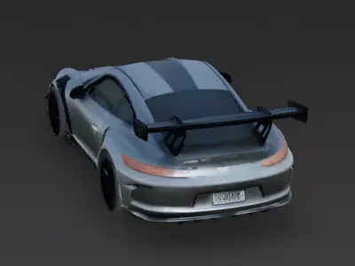 High-Performance Silver Track Sports Car 3D Model Low-poly 3D model