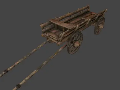 Wooden  Cart Low-poly 3D model
