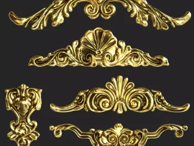 orgament set of gold ornaments 3D model