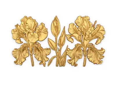 mural classic flowers decor ornament 15 3D model