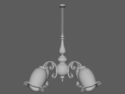 Chandelier lamp with two speakers hanging from it Low-poly 3D model