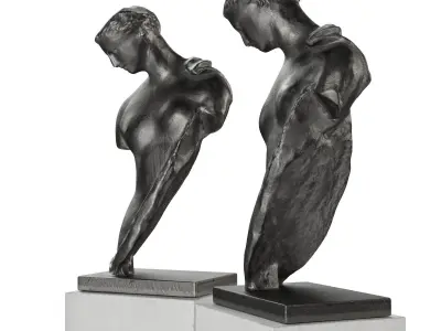 Greek woman torso pedestal black 3D model