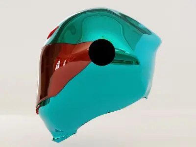 Alien-Faced Racing Helmet for Moto GP or Formula 1 Low-poly 3D model
