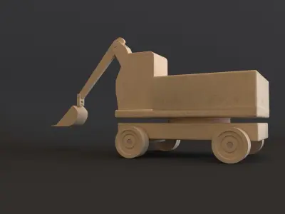 excavator wooden toy 3D model