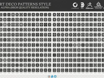 2000 Mega Art deco patterns style  3D model