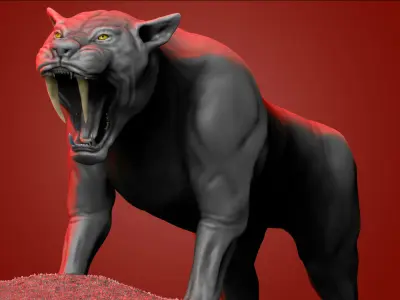 Saber tooth Cat High Poly Print ready  3D model