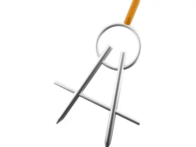 3d drawing compass cartoon icon 3D model