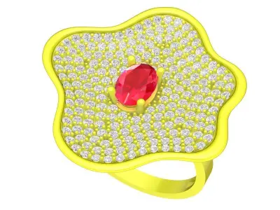 5742 luxury diamond women ring leaf ring  3D print model