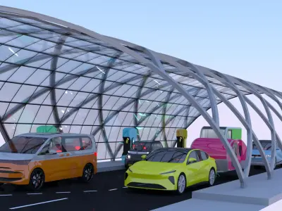 EV charging station V 3D model