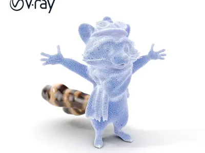 Adventurous Raccoon with Scarf Rigged and Animated Character ... Low-poly 3D model