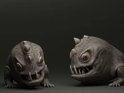 Horned Reptile Fantasy Beast Low-poly 3D model