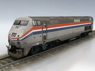Amtrak set of rolling stock Low-poly 3D model