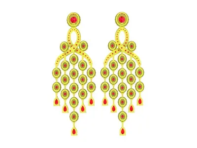 5834 luxury asian diamond earrings 3D print model