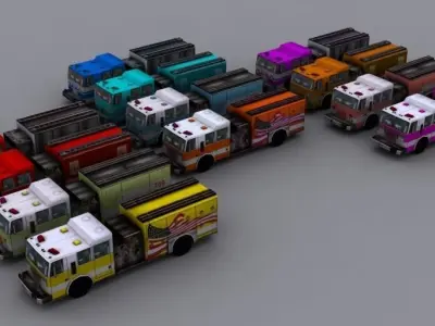 Truck Fire Low-poly 3D model