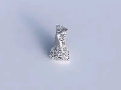 Vase twist puffy triangle with dense twisted organic lattice 3D print model